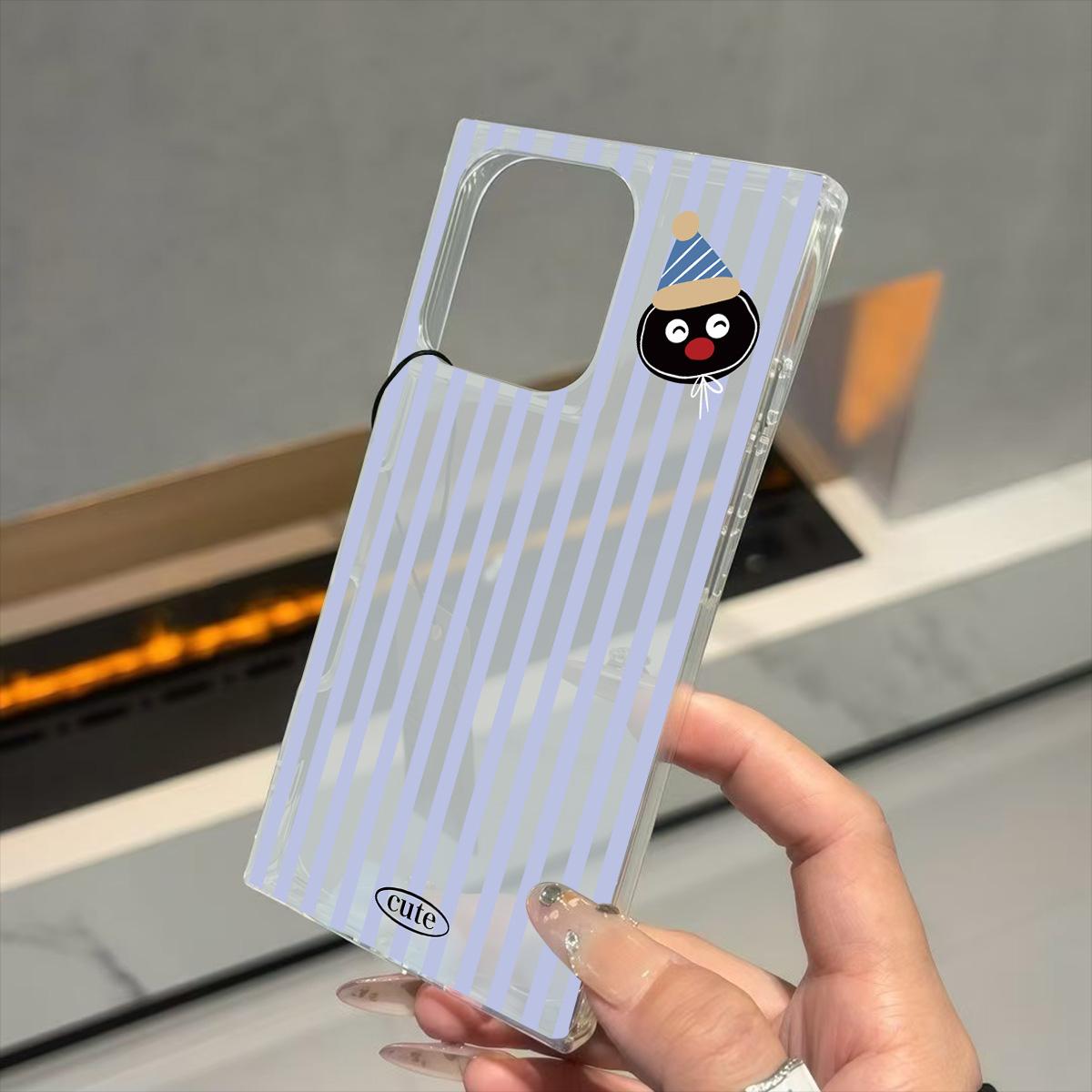 

Clear Square Back Tube Case Protection For iPhone 12 13 16 ProMax 14 Pro Max 15 Plus 11 Anti-Oxygen,Striped Little Bird Pattern Casing iphone 11 ProMax