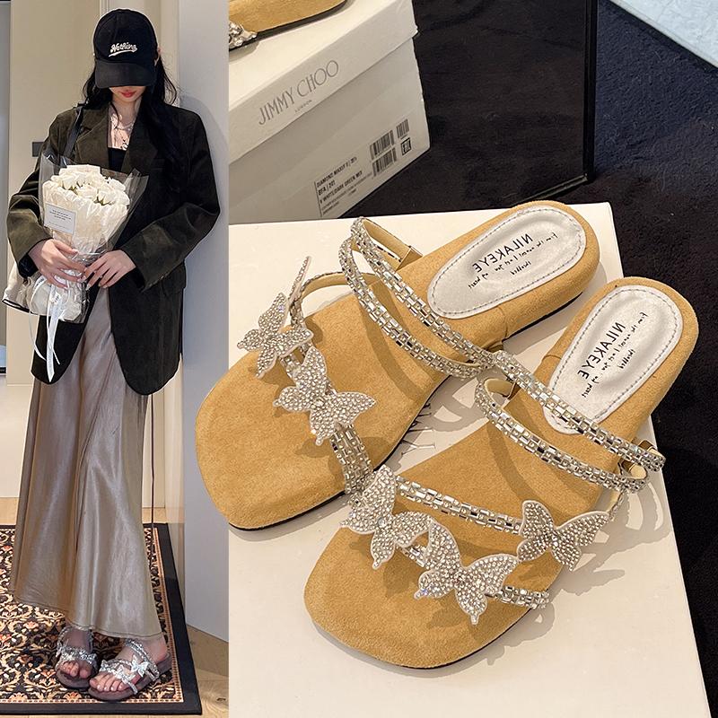 

Fashion Ladies New Summer Pearl Sandals Women Comfortable Beach Shoes Ankle Strap Open Toe Sandals Casual Lightweight Women Slippers 35