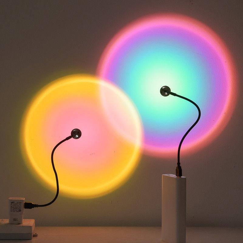 

USB Sunset Lamp Led Projector Night Light Rainbow Atmosphere Lights For Bedroom Decoration Photography Lighting Home Decor