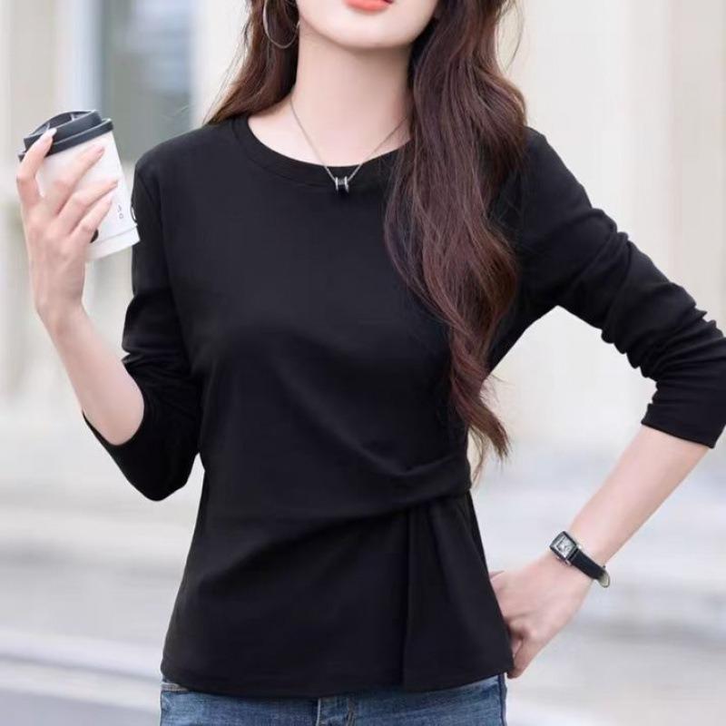 Women S Oversize Long Sleeve Round Neck T Shirt Slim Fit Autumn Top