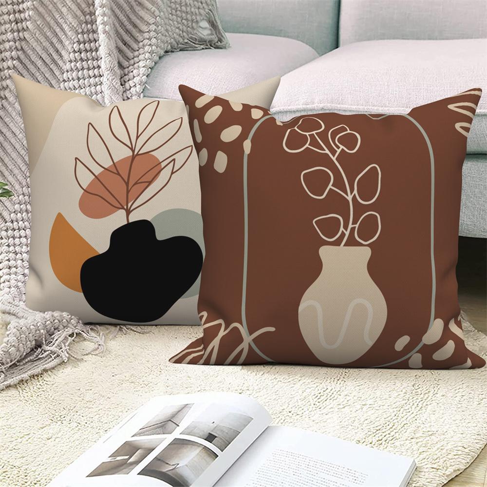Home Sofa Office Cushion Pillowcase Wholesale  Nordic Style Abstract Plant Floral