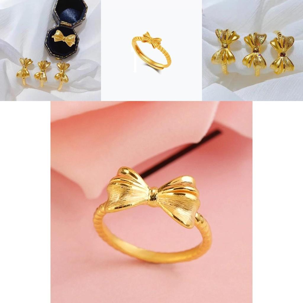 Stunning Brass Gold Plated Open Bow Ring Stylish Adjustable Design For Modern Women