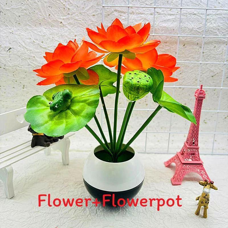 

Flower Lotus Silk Plant Artificial Potted Plant For Home Decor Gift Ideas оранжевый