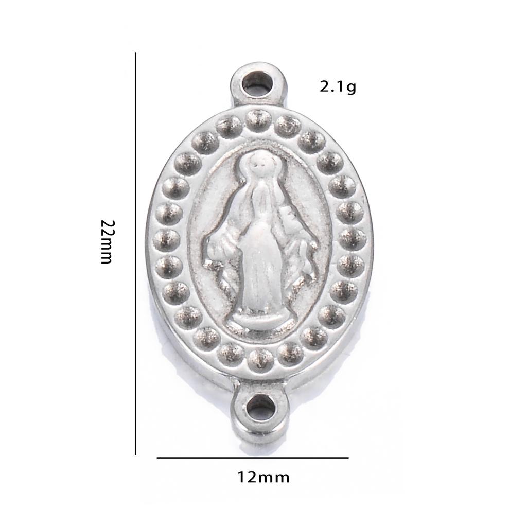 5pcs/lot Fashion Catholic Christian Virgin Mary Stainless Steel Jesus Charm For Jewelry Connectors Making Religious Accessories