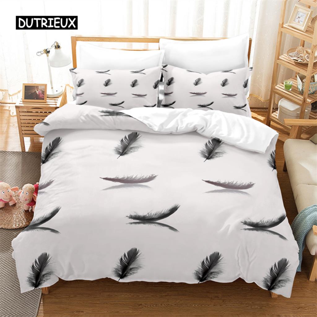 

Комплект постельного белья Feather Duvet Cover Set 3D постельное белье Цифровая печать Постельное белье Queen Size Комплект постельного белья Модный дизайн EU single(135x200cm)