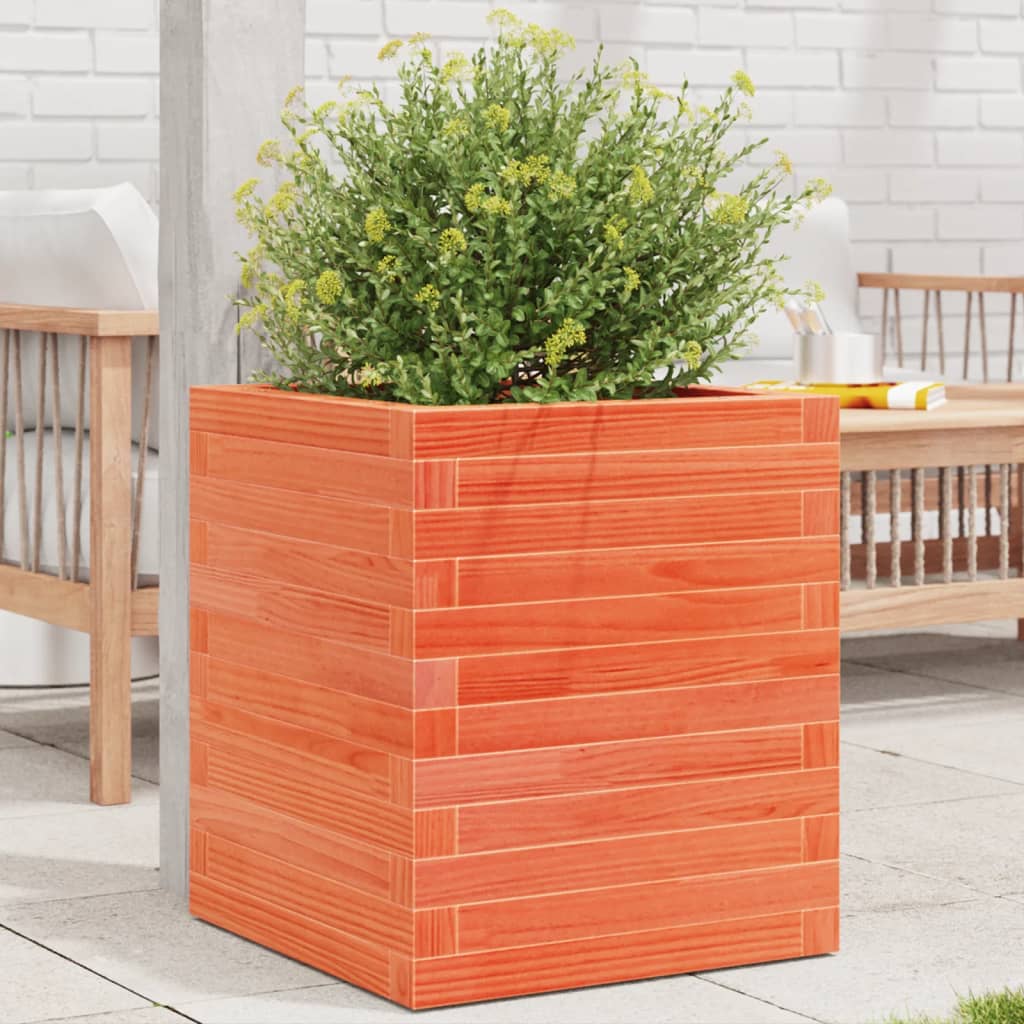 Plant Pot Wax Brown 40x40x46 cm Solid Pine Wood