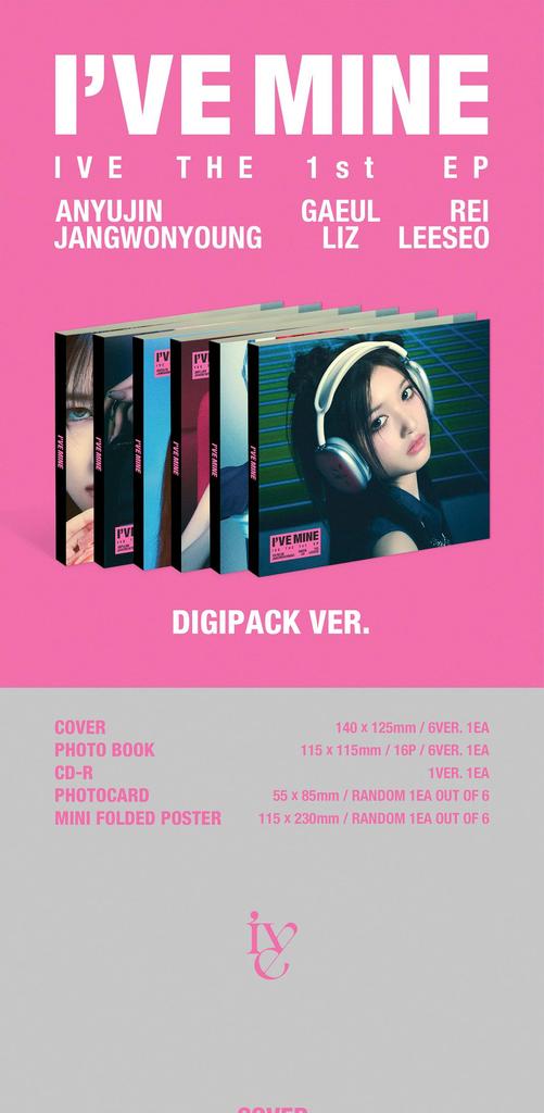 IVE Mine 1st EP Album Digipack Leeseo Version Mini Poster on Sealed I've CD+16p PhotoBook+1p PhotoCard+1p Pack+Tracking