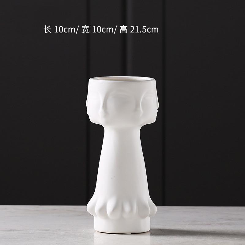Human Face Modern White Vase Nordic Minimalist Flowerpot Planter For Plant Ceramic Decorative Vase Bonsai Pot Flower Ornament