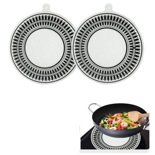 GOODCHI Cooking Heat Mats, 2-Piece Set, Non-Slip Silicone, Abrasion-Resistant, Oil-Resistant, Protective Pad, Prevents Burning, Easy to Clean, Insulat