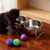 Elevated Double Bowl Water and Food Bowls with Stand Pet Feeder Waterer for Small Dogs