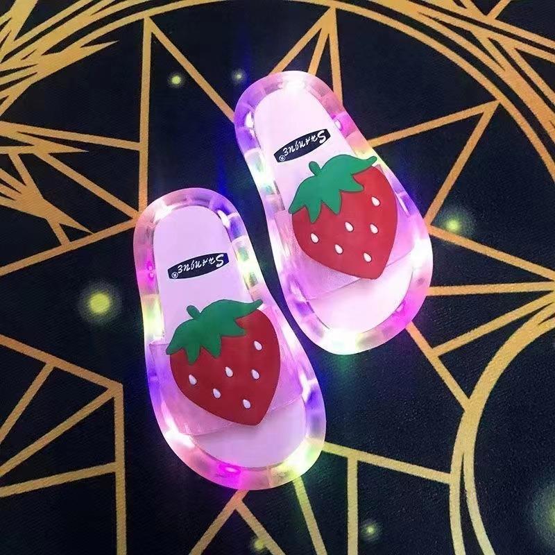 Complete luminous slippers summer adults wear cool flashing lights fruit strawberry cat full lights waterproof cool slippers