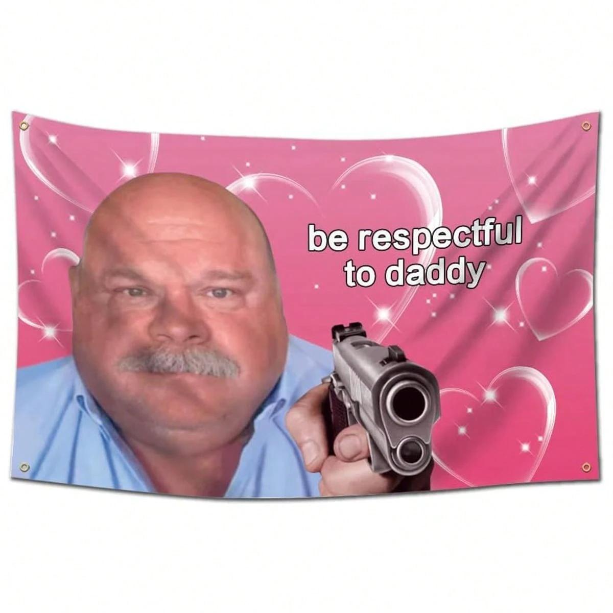 

Respectful To Daddy Funny Flag Tapestry for Man Cave Dorm Bedroom Gym Party Wall Hanging Decoration 74x94cm(29x37in)