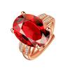 2026 Red Diamond Ring Red Color Treasure Zircon Ring 18K Gold Diamond Red Diamond Double Row Diamond Open Ring