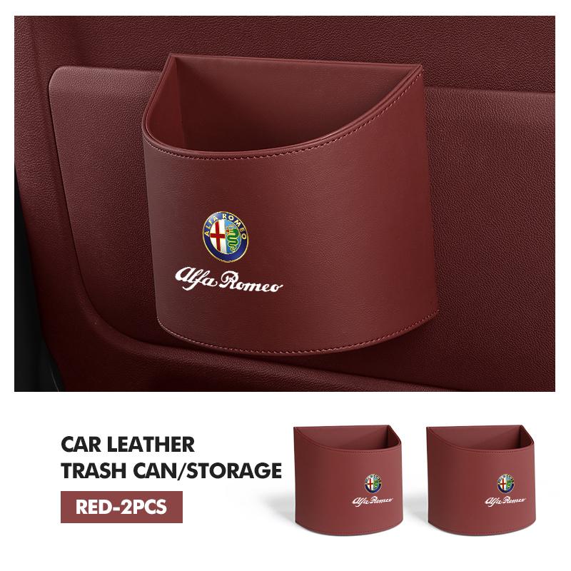 Car Stickers For Alfa Romeo Leather Car Logo Water Cup Organizer Holder Hanging Waterproof Trash Bin For Alfa Romeo Giulietta 94