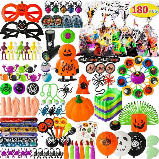 Max Fun 180pcs Halloween Party Toys Assortment for Kids Halloween Party Favors Prizes Box Toy Assortment Classroom (Large 180pcs party favors) Large 180pcs party favors