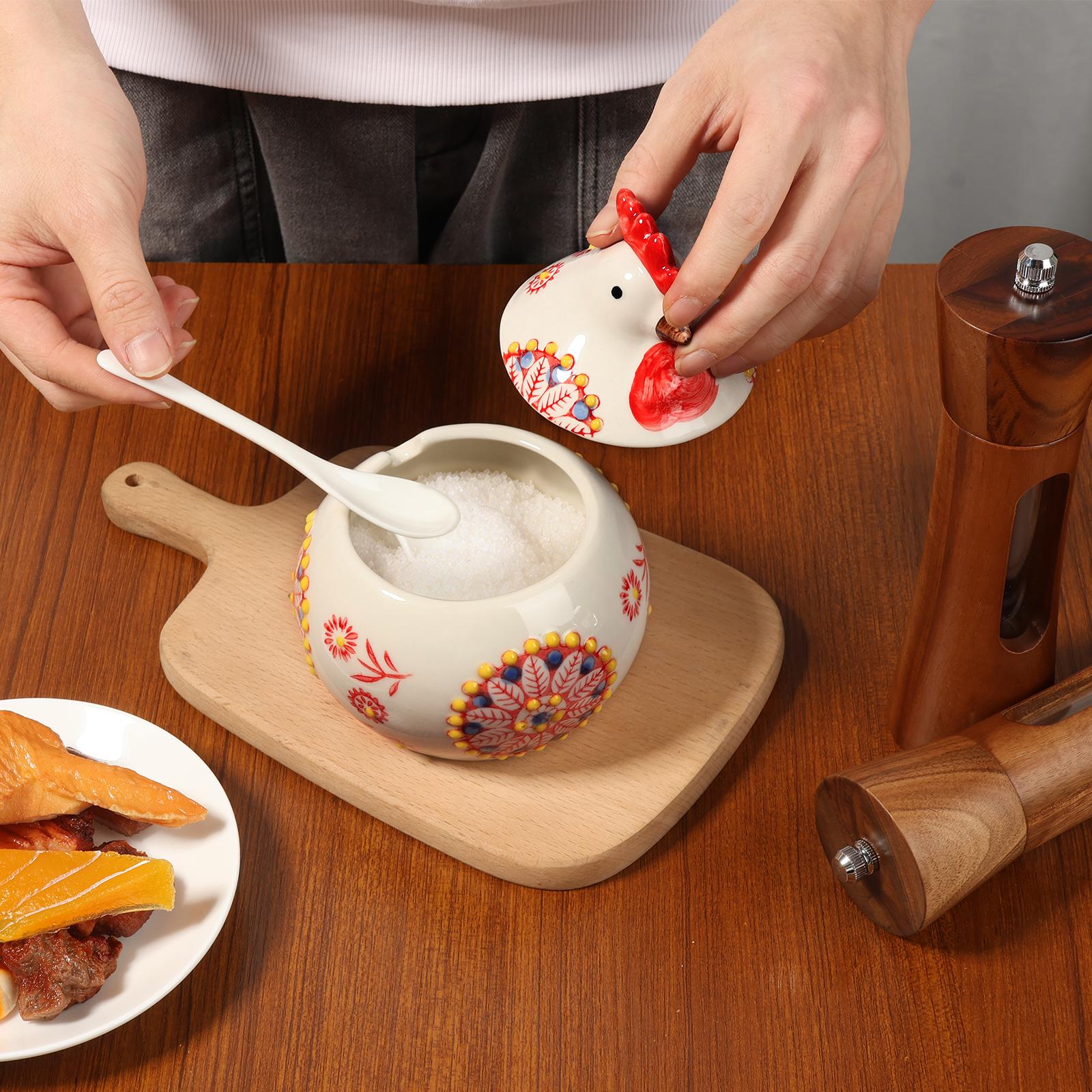 Креативная керамическая банка для приправ в виде петуха, коробка для приправ с крышкой, банка для перца, соли, влагостойкая кухонная утварь