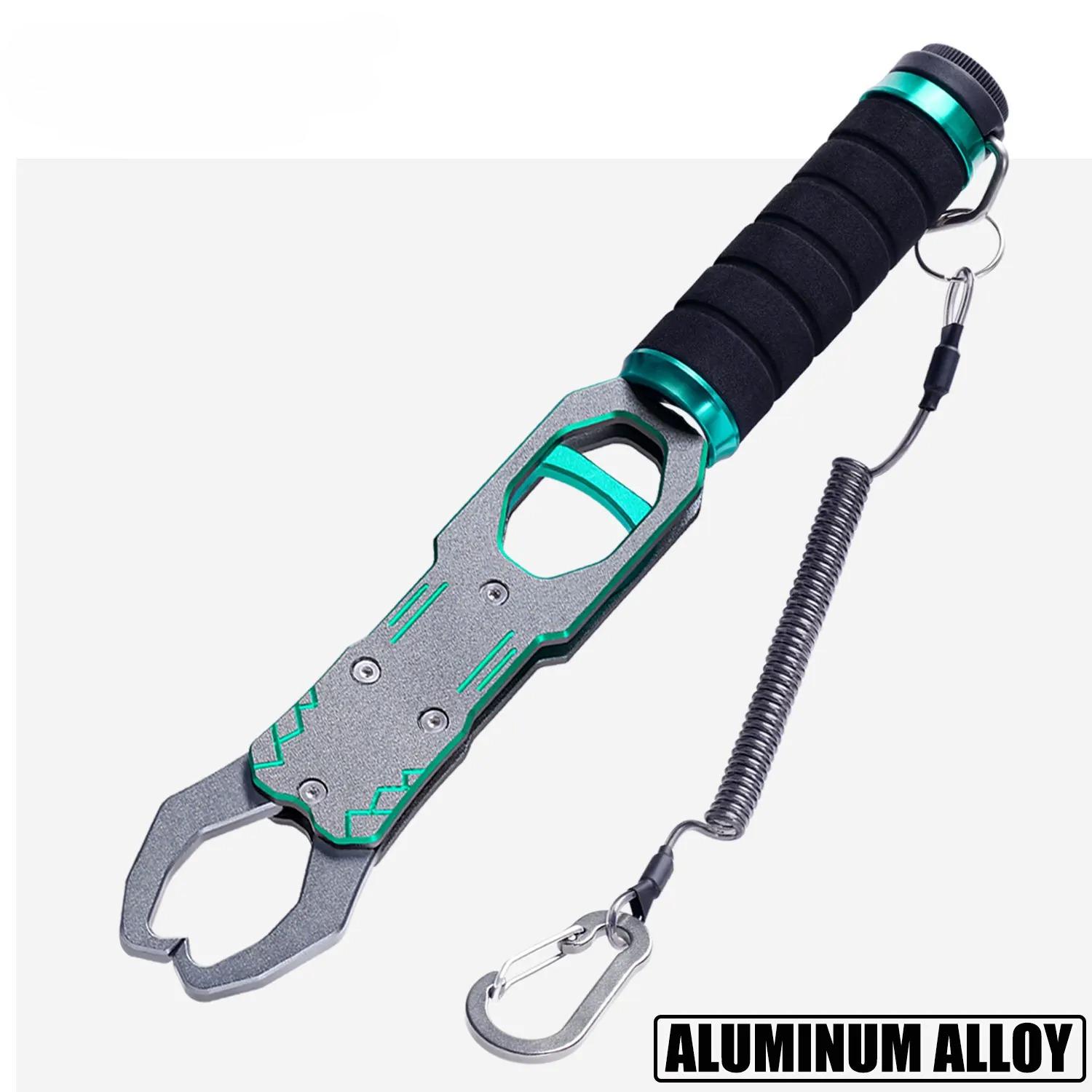 

New Fishing Grip Pliers Accessories Set Aluminum Alloy Fish Control Device with Scale 18kg Spring Scale 360° Rotation Adjustable Grabber Tool Seawater сірий