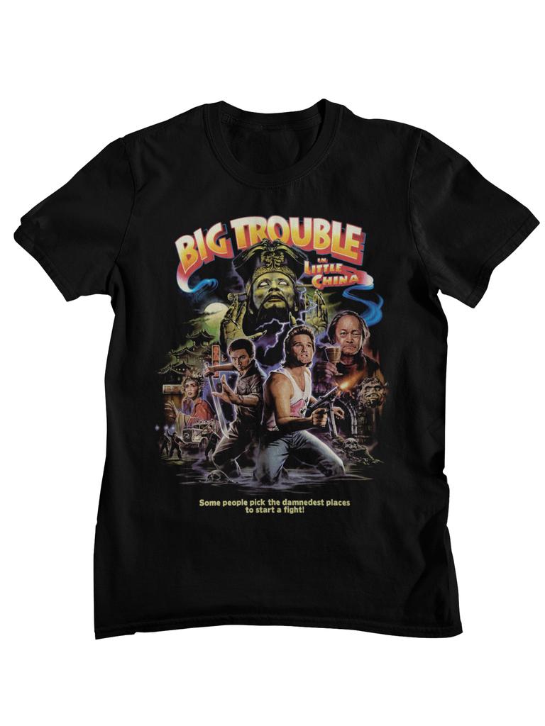 Big Trouble In Little China Poster Film Retrò T-Shirt Unisex Ispirata a Kurt Russell Casual Manica Corta Cotone Streetwear