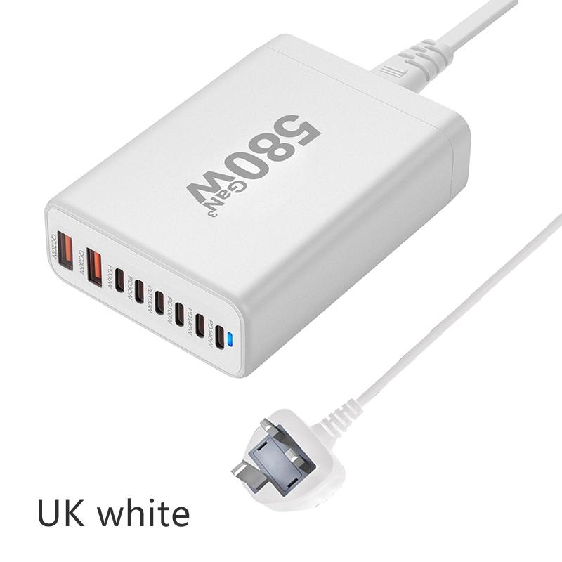 580W Gan-Ladegerät 8-Port USB Typ C Desktop-Ladestation Telefon Schnellladung Für iPhone 16 15 iPad Macbook Laptop Tablet Samsung