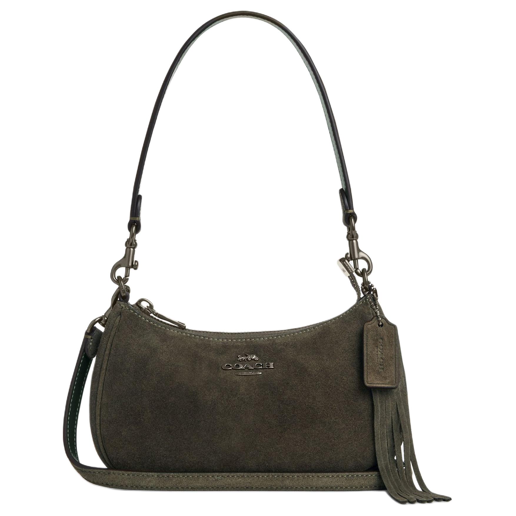 

Coach Teri 19 Tassel Decorated Leather Crossbody Bag Women bags Military-Green Silver CCE42-QBARY Basic Set (Bag+Dust Bag)
