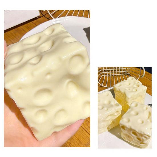 Realistisches Käse-Quetschspielzeug Großes TPR Fidget Dickes Langsam aufsteigendes Spielzeug Dekompressions-Gadget zur Stressbewältigung Tragbare Schreibtischdekoration für Kinder Erwachsene