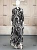 Blaue & Weiße Porzellan-Print Abaya Robe mit Akkordeonfalten - Damenbekleidung aus dem Nahen Osten Dubai