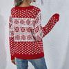 IHUASU Women's Snowflake Knit Loose Christmas Long Sleeve Pullover O-Neck Knitted Sweater