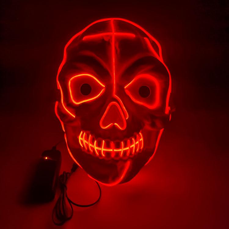 Black Ghost LED Sound-Control Mask - Luminous V Shape Halloween Prop