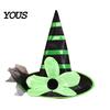 Holiday Themed Party Accessories Halloween Witch Hat for Women Girls, Large Striped Wizard Gorgeous Kids with Flower Costume Accessories, Cosplay,