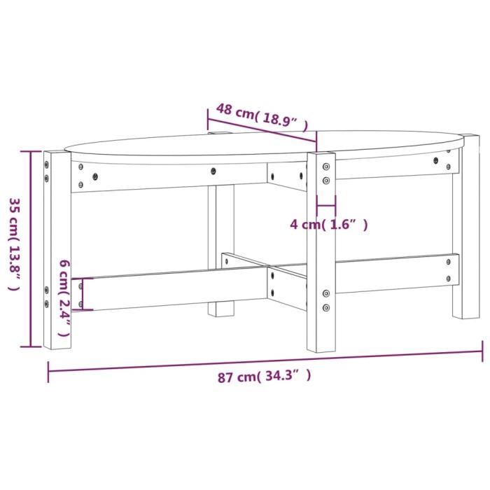 VidaXL Table basse Blanc 87x48x35 cm Bois massif de pin 822323
