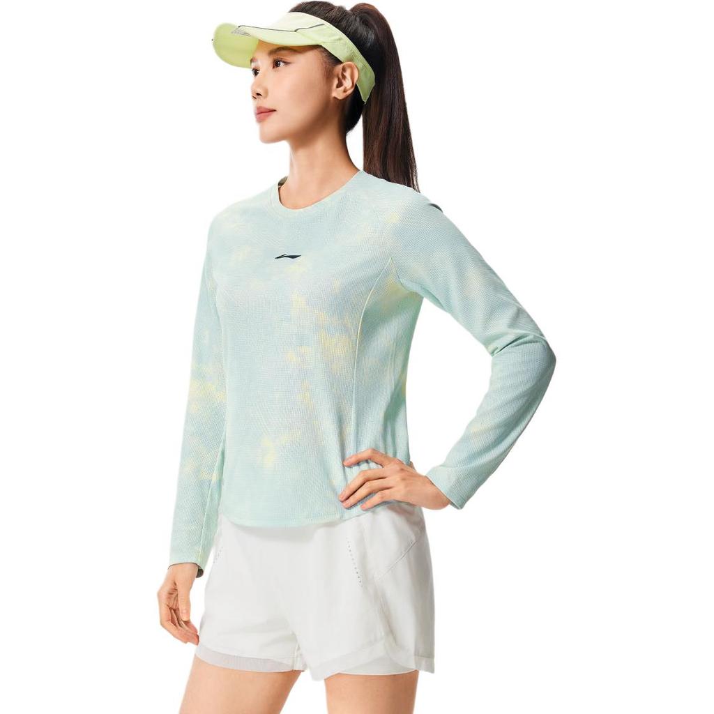 Li-Ning Full Print Breathable Versatile Long Sleeve T-Shirt Women tops ATLW022-2