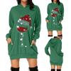 Women's Fashion Christmas Hoodie Bag Hip Pocket Print Hoodie Fashion Dress