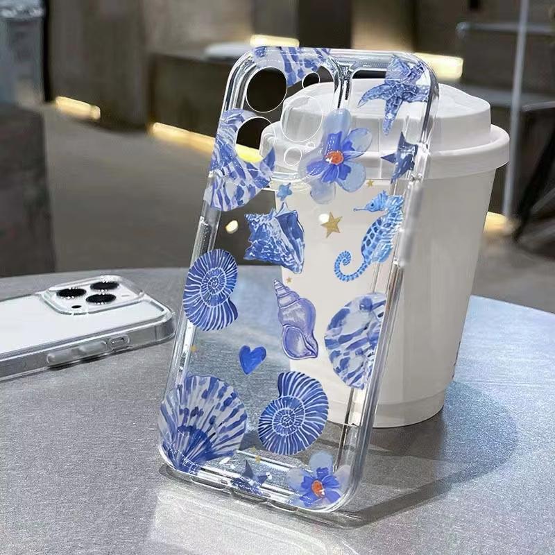 Floral Starfish Turtle Painte Clear Phone Case For Xiaomi Mi 15 T Pro 14T 13T Mi 17 Pro 15 14 13 12 11 Lite 5G Silicone Cover
