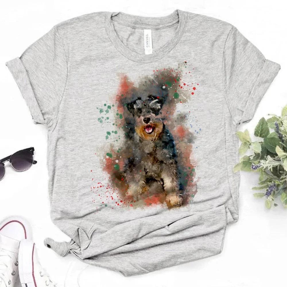 Schnauzer Tshirt Women Anime T-shirts Female Funny Streetwear Clothing Summer Short Sleeved Top Tees