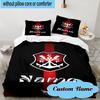 3PCS Custom Name Black Crest Flamengo Bedding Set, Including 1pc Duvet Cover And 2pcs Pillowcases, Suitable for Dorms and Bedrooms Gift