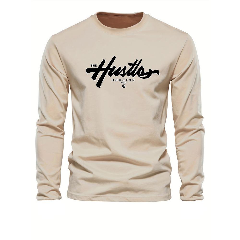 

Men s Spring and Autumn Comfortable Casual Houston Letter Pattern Printed Round Neck Long Sleeve T-shirt Top 3XL