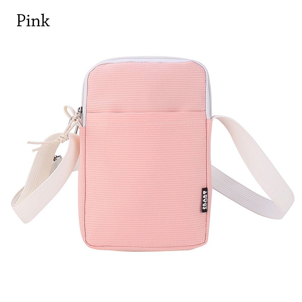Rd lala Eenvoudige Canvas Rits Portemonnee Crossbody Tas Schoudertas Telefoon Tas roze