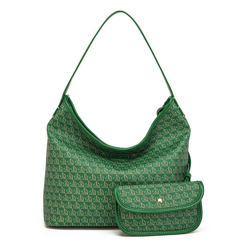 

Large capacity bag women s 2025 autumn new fashion foreign style printing niche women s class commuter bag armpit bag зелёный