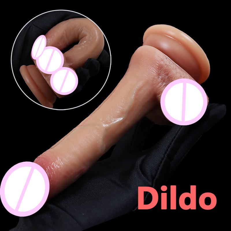 7 Inch With Suction Cup Realistic Dildo Flexible Curved Shaft And Balls Dildo For Women Vaginal G-spot And Anal Penetration Play