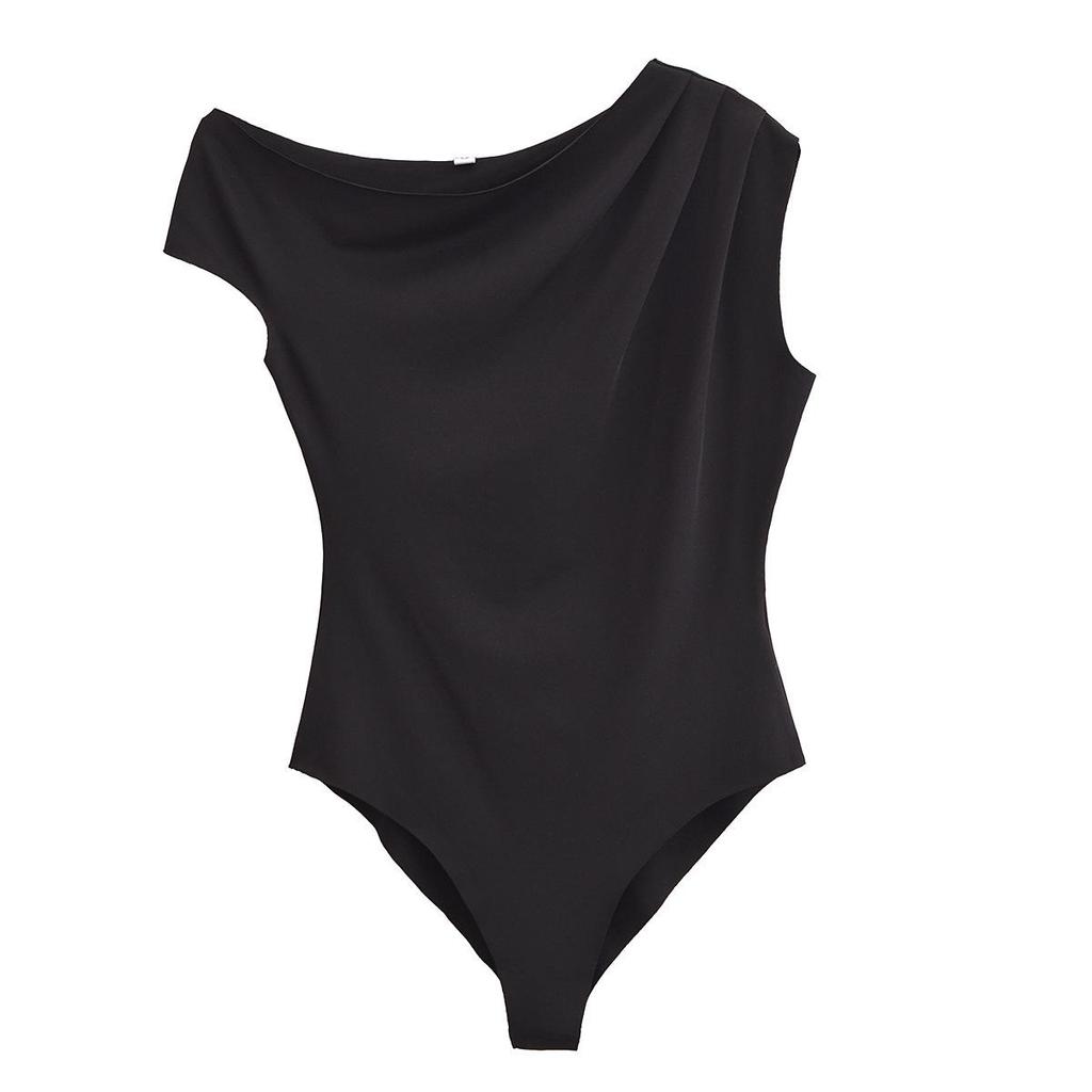 Spring 2025 Women's European & American Style Pleated Slimming Bodysuit