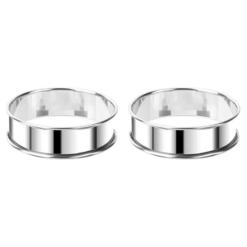 VOFUN-2Pcs Stainless Steel Double Rolled Baking Circle Tart Ring Fruit Pie Cake Cookie Molds 8Cm For Kitchen Biscuit Pastry