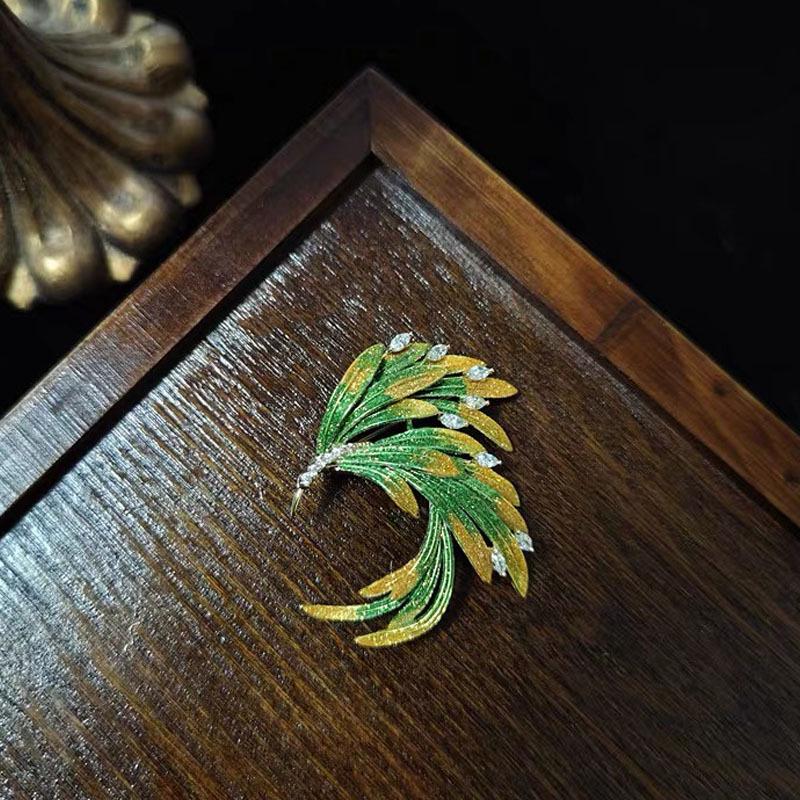 

Phoenix Tail Enamel Brooch - Luxurious Corsage Pin & Scarf Buckle Jewelry Accessory