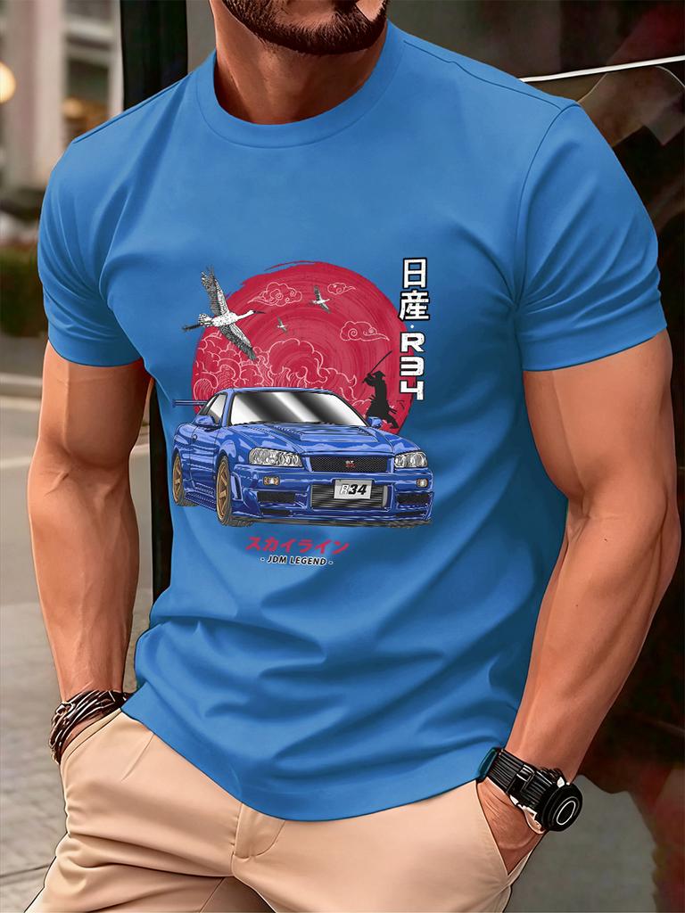 Nippon Jdm Skyline Gtr R34 Prints Cotton TShirts Mens Summer Soft T Shirt Oversized ONeck Short Sleeve Tops Basic Male Clothes