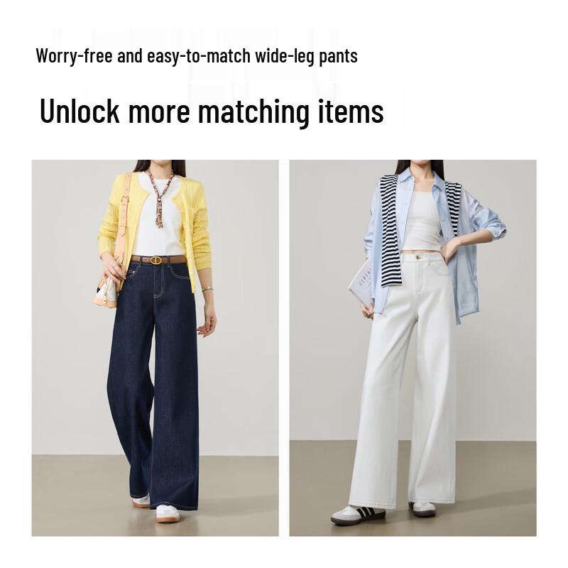 ESE-Y Women's High-Stretch Straight Wide-Leg Jeans