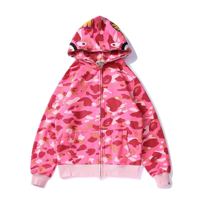 BAPE Shark Head Camo Block Unisex Hoodie - Autumn/Winter Trend