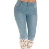 Women Pants Lace Stretchy Women Calf Length Mid Rise Jeans for Dating