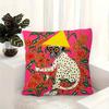 2D flat- Vibrant Polka Dot Monkey Throw Pillow Cover Bohemian Floral Jungle Decorative Cushion Case for Sofa Bedroom Living Room