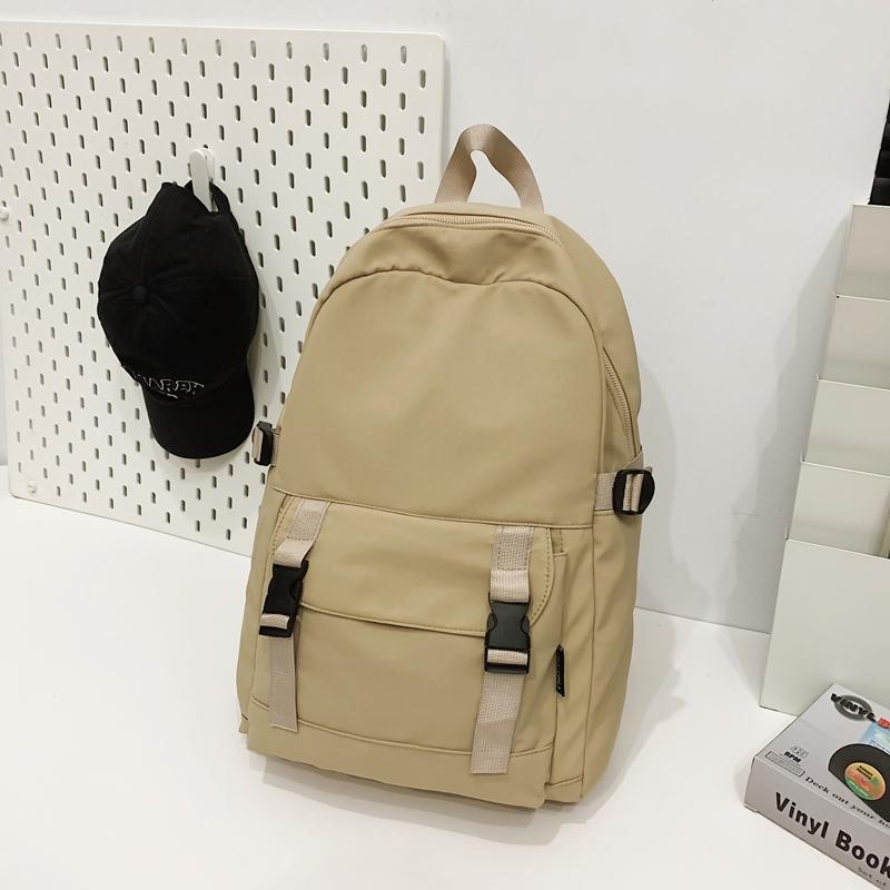 Solid Color Backpack Men's Nylon Waterproof Large Capacity Lightweight Travel Backpack Student School Bag