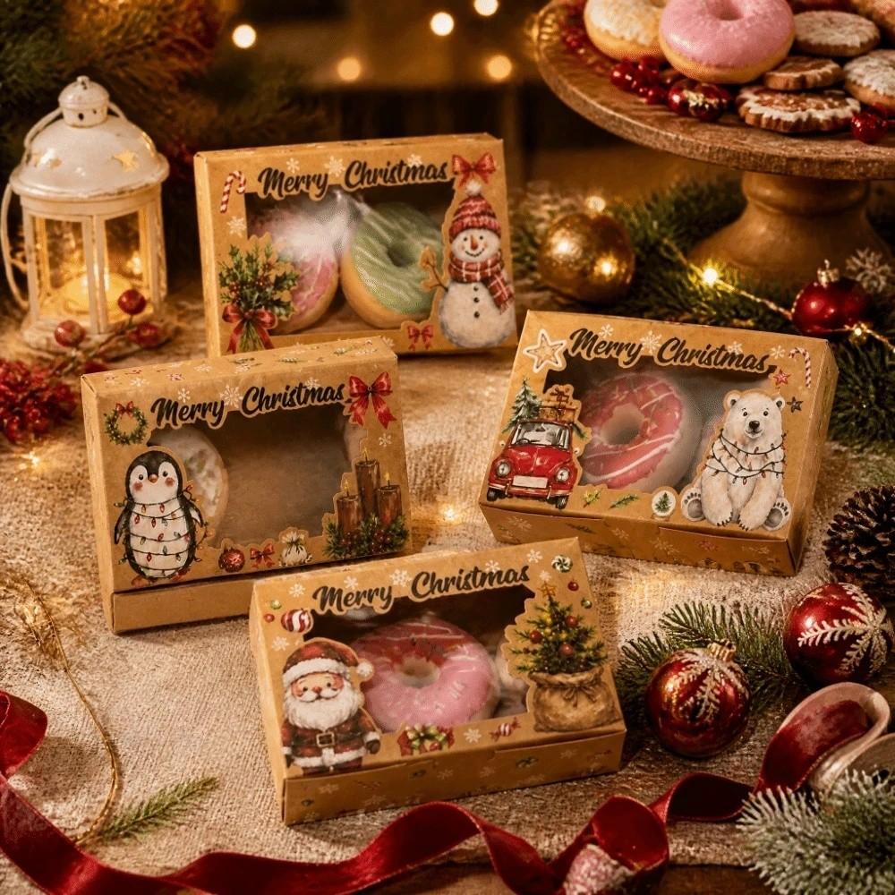 6pcs Sturdy Structure Christmas Candy Box Thick Cardboard Empty Chocolate Box Baking Lovers