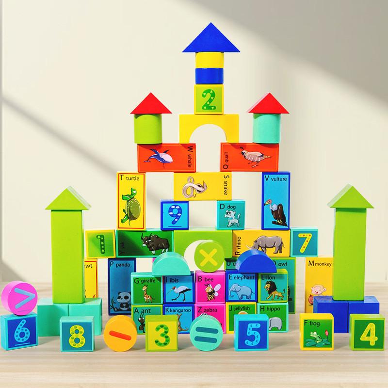 Block Toy Wooden With Shape Matching For Toddler Digital Cognition Skills Gift